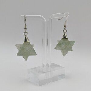 Chunky Jade Star Dangle Earrings - Vintage 3D Star Jewelry
